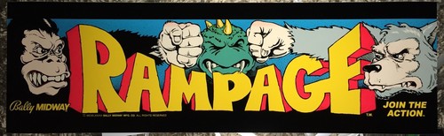 Rampage arcade marquee - marquee, 26"x8"